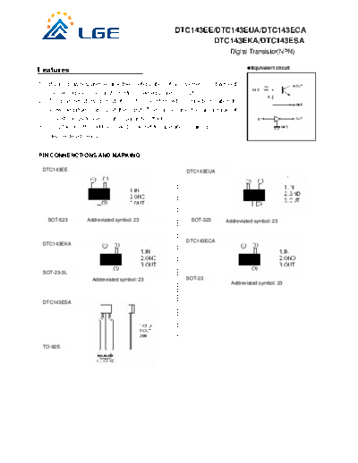 LGE dtc143e  . Electronic Components Datasheets Active components Transistors LGE dtc143e.pdf