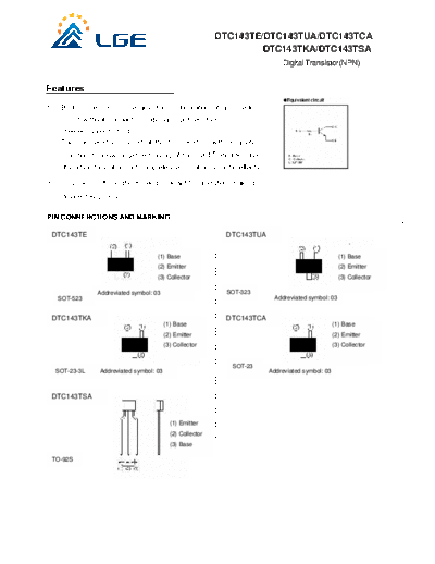 LGE dtc143t  . Electronic Components Datasheets Active components Transistors LGE dtc143t.pdf