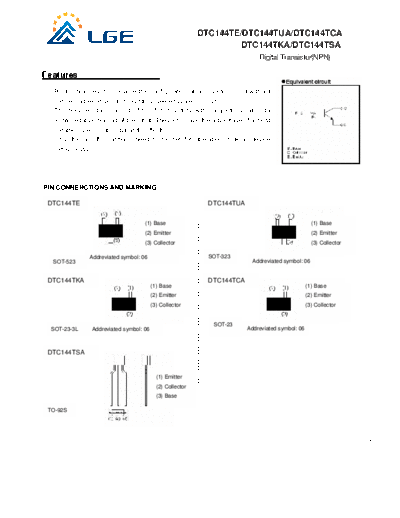 LGE dtc144t  . Electronic Components Datasheets Active components Transistors LGE dtc144t.pdf