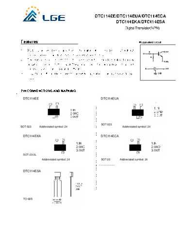 LGE dtc114e  . Electronic Components Datasheets Active components Transistors LGE dtc114e.pdf