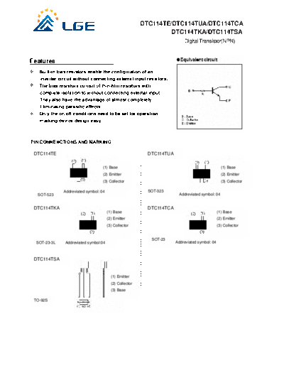 . Electronic Components Datasheets dtc114t  . Electronic Components Datasheets Active components Transistors LGE dtc114t.pdf