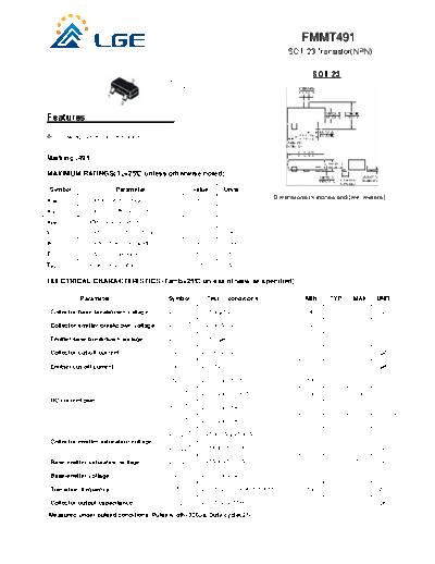 LGE fmmt491  . Electronic Components Datasheets Active components Transistors LGE fmmt491.pdf
