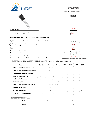 LGE kta1273 to-92l  . Electronic Components Datasheets Active components Transistors LGE kta1273_to-92l.pdf