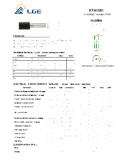 LGE kta1281  . Electronic Components Datasheets Active components Transistors LGE kta1281.pdf