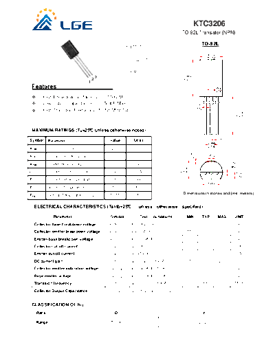 LGE ktc3206  . Electronic Components Datasheets Active components Transistors LGE ktc3206.pdf