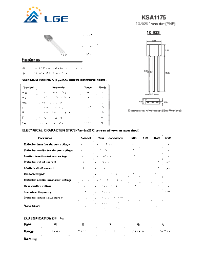 LGE ksa1175  . Electronic Components Datasheets Active components Transistors LGE ksa1175.pdf