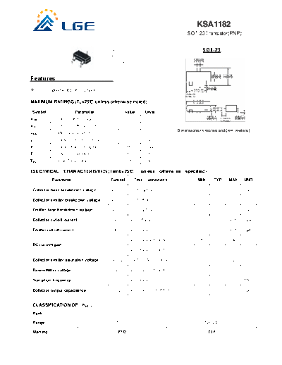 . Electronic Components Datasheets ksa1182  . Electronic Components Datasheets Active components Transistors LGE ksa1182.pdf