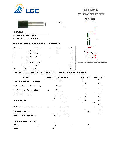 . Electronic Components Datasheets ksc2316  . Electronic Components Datasheets Active components Transistors LGE ksc2316.pdf