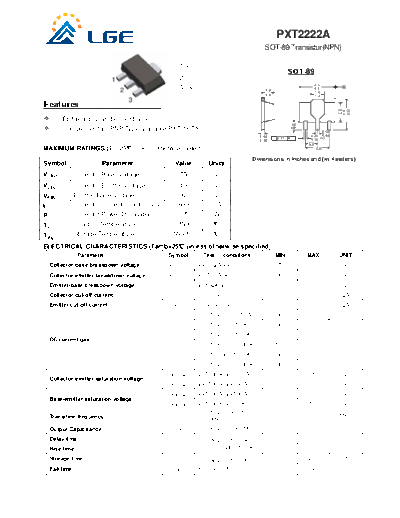 LGE pxt2222a  . Electronic Components Datasheets Active components Transistors LGE pxt2222a.pdf
