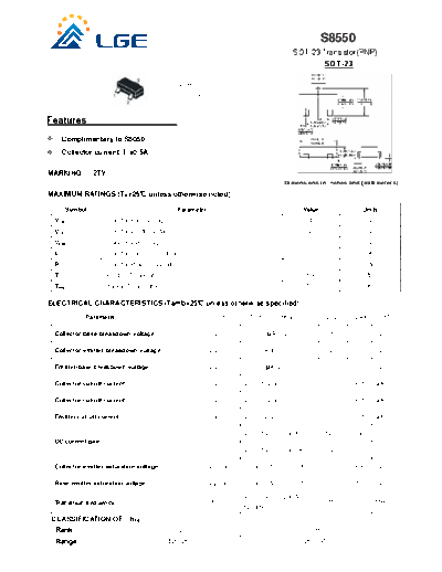 LGE s8550 sot-23  . Electronic Components Datasheets Active components Transistors LGE s8550_sot-23.pdf