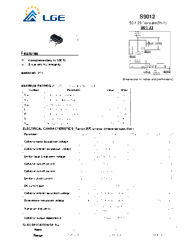 LGE s9012 sot-23  . Electronic Components Datasheets Active components Transistors LGE s9012_sot-23.pdf