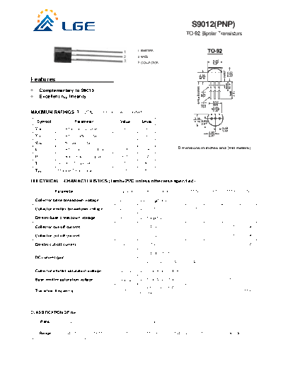 LGE s9012 to-92  . Electronic Components Datasheets Active components Transistors LGE s9012_to-92.pdf