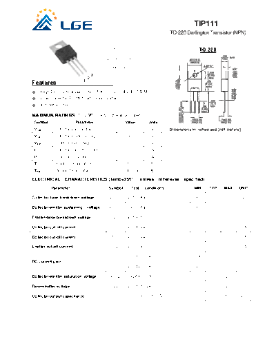 LGE tip111  . Electronic Components Datasheets Active components Transistors LGE tip111.pdf