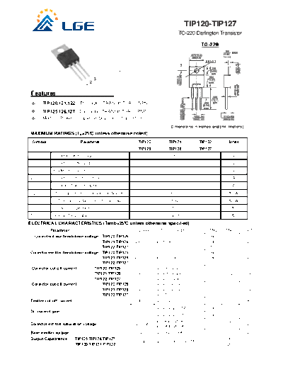 LGE tip120-127  . Electronic Components Datasheets Active components Transistors LGE tip120-127.pdf