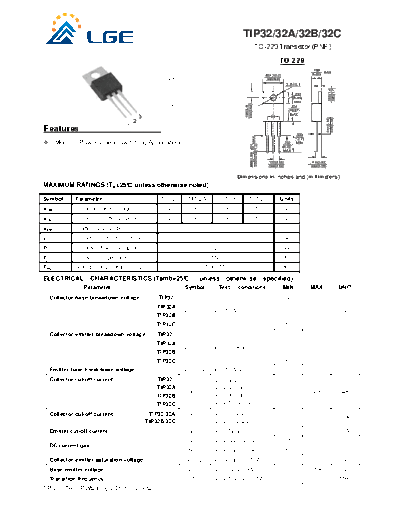 LGE tip32 abc  . Electronic Components Datasheets Active components Transistors LGE tip32_abc.pdf