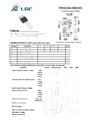 LGE tip42 abc  . Electronic Components Datasheets Active components Transistors LGE tip42_abc.pdf