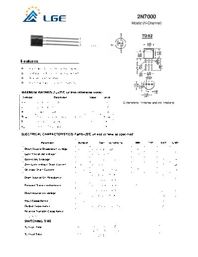 LGE 2n7000  . Electronic Components Datasheets Active components Transistors LGE 2n7000.pdf