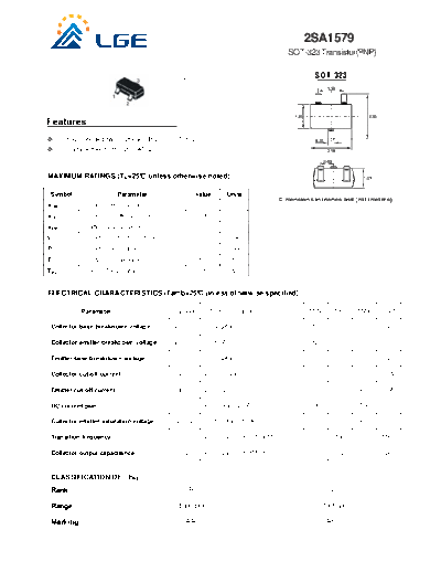 LGE 2sa1579  . Electronic Components Datasheets Active components Transistors LGE 2sa1579.pdf