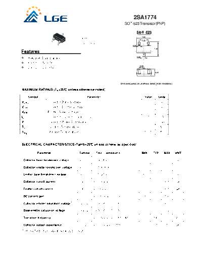 LGE 2sa1774  . Electronic Components Datasheets Active components Transistors LGE 2sa1774.pdf