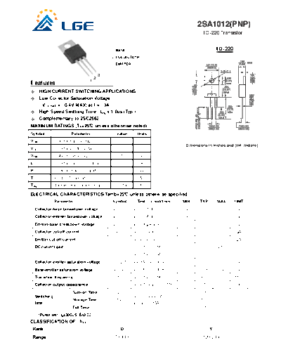 LGE 2sa1012  . Electronic Components Datasheets Active components Transistors LGE 2sa1012.pdf