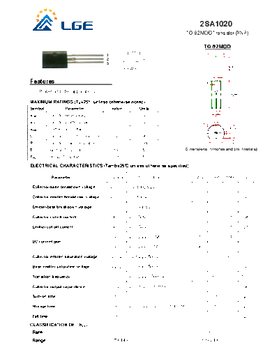 LGE 2sa1020 to-92mod  . Electronic Components Datasheets Active components Transistors LGE 2sa1020_to-92mod.pdf