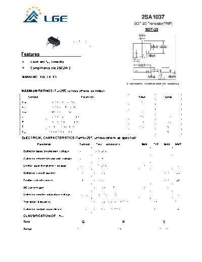 LGE 2sa1037  . Electronic Components Datasheets Active components Transistors LGE 2sa1037.pdf