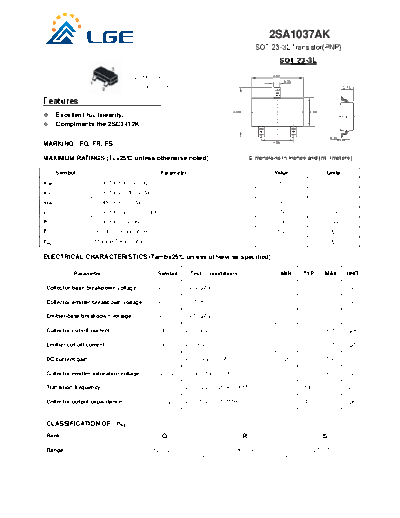 LGE 2sa1037ak  . Electronic Components Datasheets Active components Transistors LGE 2sa1037ak.pdf