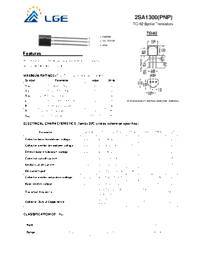 LGE 2sa1300  . Electronic Components Datasheets Active components Transistors LGE 2sa1300.pdf