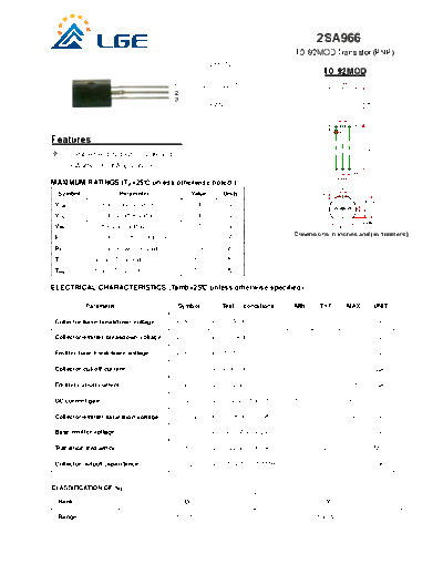 LGE 2sa966 to-92mod  . Electronic Components Datasheets Active components Transistors LGE 2sa966_to-92mod.pdf