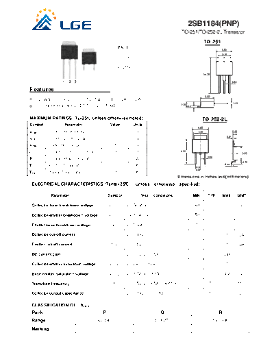 LGE 2sb1184  . Electronic Components Datasheets Active components Transistors LGE 2sb1184.pdf