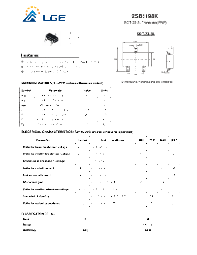 LGE 2sb1198k sot-23-3l  . Electronic Components Datasheets Active components Transistors LGE 2sb1198k_sot-23-3l.pdf