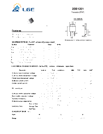 . Electronic Components Datasheets 2sb1261  . Electronic Components Datasheets Active components Transistors LGE 2sb1261.pdf