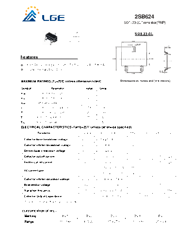 . Electronic Components Datasheets 2sb624 sot-23-3l  . Electronic Components Datasheets Active components Transistors LGE 2sb624_sot-23-3l.pdf