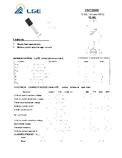 LGE 2sc2500 to-92l  . Electronic Components Datasheets Active components Transistors LGE 2sc2500_to-92l.pdf