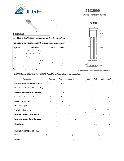 LGE 2sc2999  . Electronic Components Datasheets Active components Transistors LGE 2sc2999.pdf