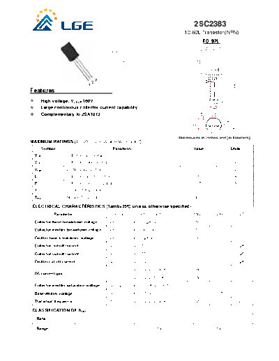 LGE 2sc2383 to-92l  . Electronic Components Datasheets Active components Transistors LGE 2sc2383_to-92l.pdf