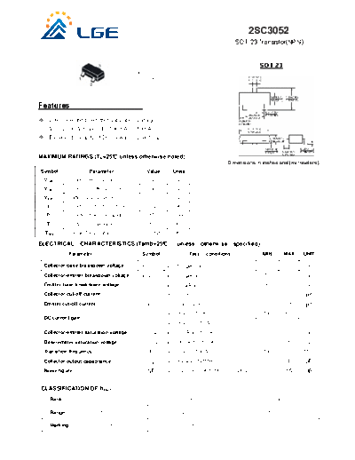 LGE 2sc3052 sot-23  . Electronic Components Datasheets Active components Transistors LGE 2sc3052_sot-23.pdf