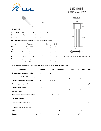 . Electronic Components Datasheets 2sd1468s  . Electronic Components Datasheets Active components Transistors LGE 2sd1468s.pdf