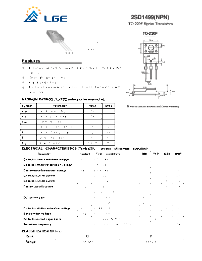 LGE 2sd1499  . Electronic Components Datasheets Active components Transistors LGE 2sd1499.pdf