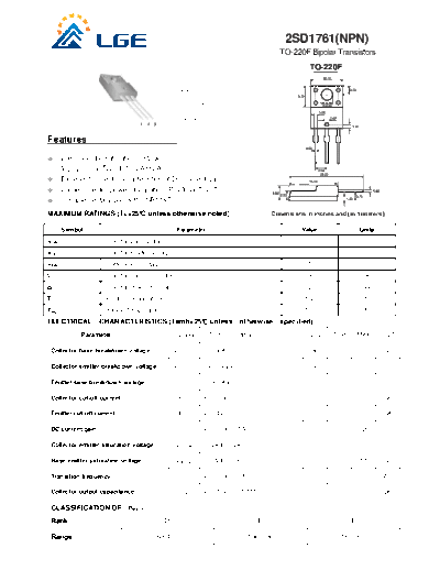 LGE 2sd1761  . Electronic Components Datasheets Active components Transistors LGE 2sd1761.pdf