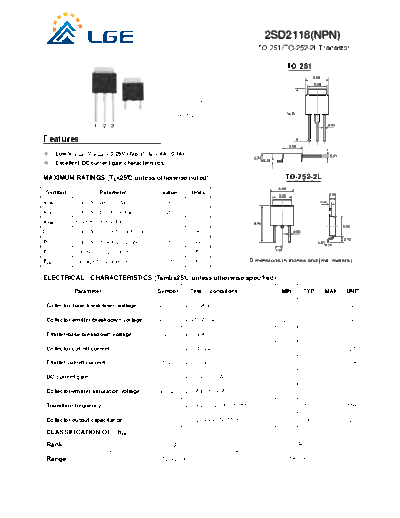 LGE 2sd2118  . Electronic Components Datasheets Active components Transistors LGE 2sd2118.pdf