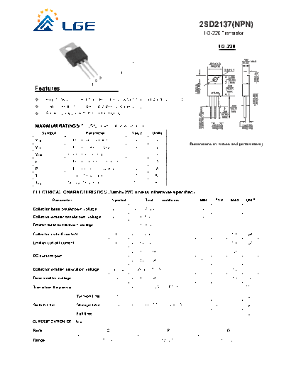 LGE 2sd2137  . Electronic Components Datasheets Active components Transistors LGE 2sd2137.pdf