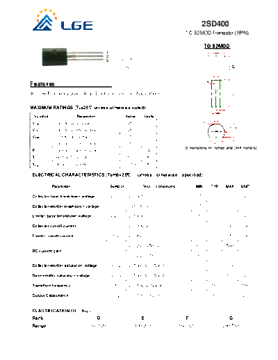 LGE 2sd400 to-92mod  . Electronic Components Datasheets Active components Transistors LGE 2sd400_to-92mod.pdf