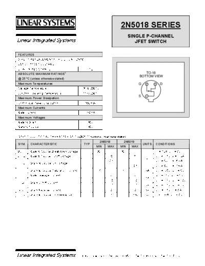 Linear Systems 2n5018  . Electronic Components Datasheets Active components Transistors Linear Systems 2n5018.pdf