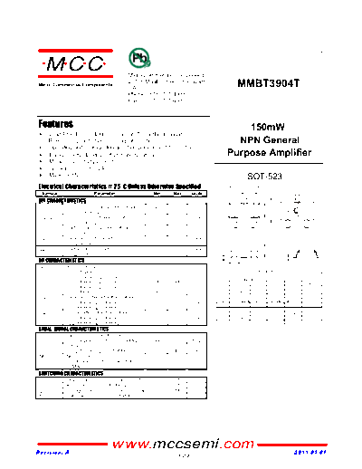 MCC mmbt3904t sot-523  . Electronic Components Datasheets Active components Transistors MCC mmbt3904t_sot-523.pdf