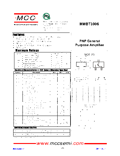 MCC mmbt3906 sot-23  . Electronic Components Datasheets Active components Transistors MCC mmbt3906_sot-23.pdf