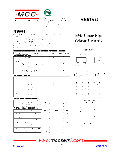 MCC mmbta42 sot-23  . Electronic Components Datasheets Active components Transistors MCC mmbta42_sot-23.pdf