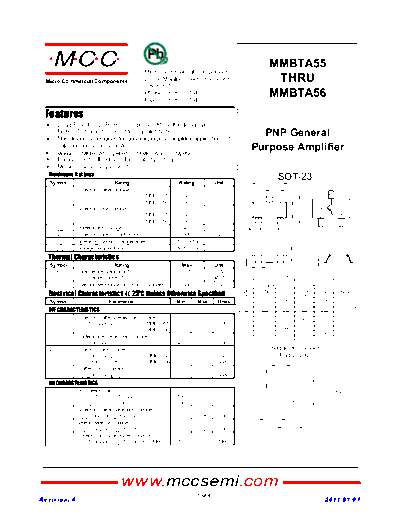 MCC mmbta55 mmbta56 sot-23  . Electronic Components Datasheets Active components Transistors MCC mmbta55_mmbta56_sot-23.pdf