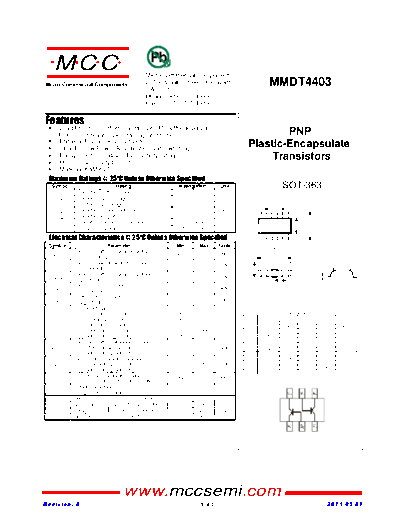 MCC mmdt4403 sot-363  . Electronic Components Datasheets Active components Transistors MCC mmdt4403_sot-363.pdf