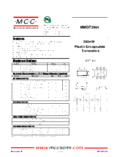 MCC mmdt3904 sot-363  . Electronic Components Datasheets Active components Transistors MCC mmdt3904_sot-363.pdf